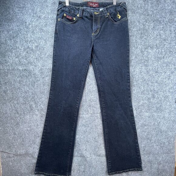 Baby Phat Jeans Womens 11 Dark Blue Bootcut Embroidered Cat Logo Y2K - Picture 2 of 9